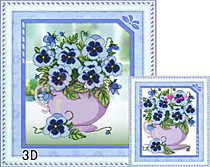 Синие цветы (Фон - белая канва)