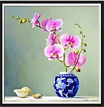 Орхидея фиолетовая 3D (Частичная вышивка)