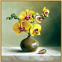 Орхидея желтая 3D (Частичная вышивка)
