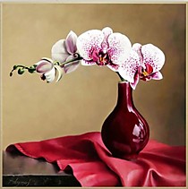 Орхидея розовая 3D (Частичная вышивка)