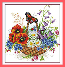 Цветочная корзина и бабочки